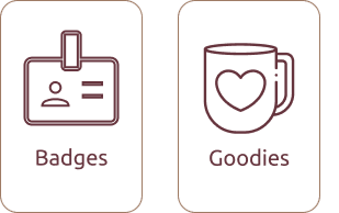 pictogrammes badges et goodies